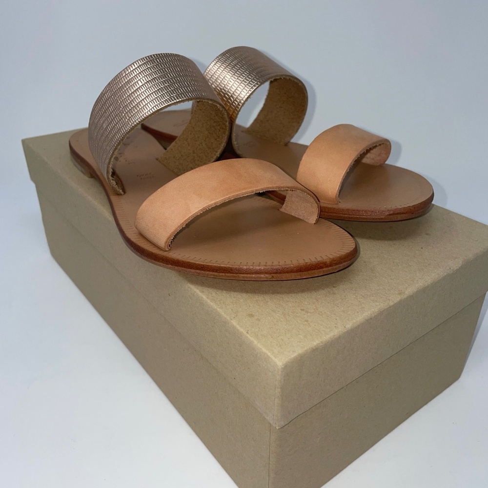 Joie Women's Nice Flat Sandal Gold Natural Sable Size 6